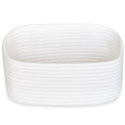 ABenkle Small White Basket, Soft Woven Storage Bins Baskets for Dog and Cat Toys Organizer, Decorative Shelves Closet Organizing Baskets Chest Box, Empty Gift Basket