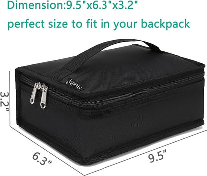 FlowFly Small Insulated Lunch box Portable Soft Bag Mini Cooler Thermal Meal Tote Kit with Handle for Work & School, Black