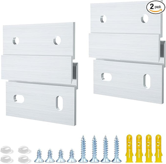 2 Inch French Cleat Hanger, Aluminum French Cleat, Mirror Hanging Hardware, French Cleat Heavy Duty for Panel, Whiteboard, Cabinet, Shelf, Headboard, Art (2 Pairs, Support 30lbs)