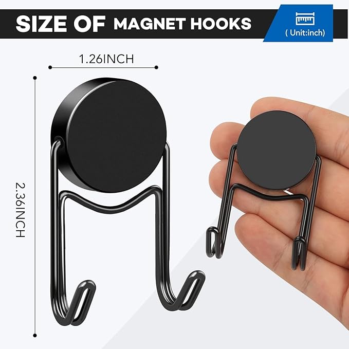 LOVIMAG Magnetic Hooks, 80lbs+ 2026 Cruise Cabin Ship Essentials Magnet Hook Heavy Duty Strong Magnets Refrigerator Fridge Hanging for Classroom Beach Vacation Kitchen Home Must Haves 10 Pcs (Black)