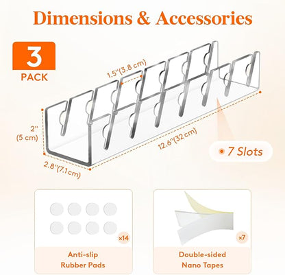 Lifewit 3 Pack Hat Organizer for Baseball Caps, Hat Storage Rack for 21 Ball Caps, Hat Stand Shelf for Trucker Hat and Golf Cap in Closet, Bedroom, Dresser, Clear