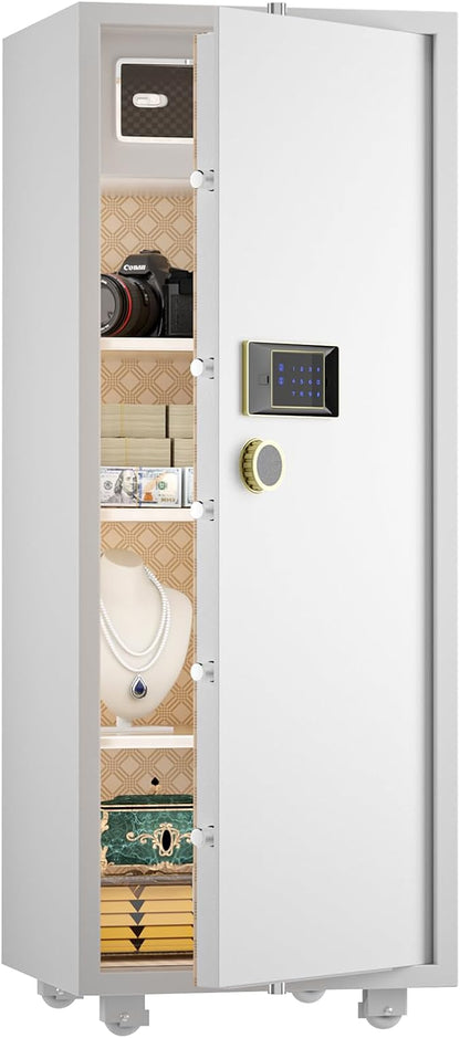 TIGERKING 17.6 Cu Ft Extra Large Home Security Safe – Touchscreen Lock, Heavy-Duty Steel Construction, Internal Compartment, Jewelry & Luxury Items, Ideal for Home or Office (White, Modern Design)