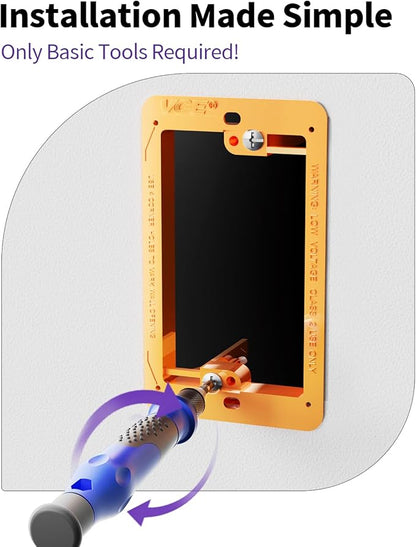 VCE Low Voltage Mounting Bracket 2 Pack, Flush Low Voltage Box for Single Gang Wall Plate, Telephone Wires, Network Cables, HDMI, Coaxial, Speaker Cables, Orange