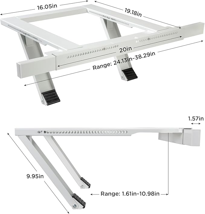 Ivation Air Conditioner Support Bracket, No Tools or Drilling Required - Easy to Install Window AC Mount - Heavy Duty Steel, Holds Up to 200lbs - Fits Single Or Double Hung Windows 19.25H by 17.25L