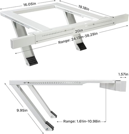 Ivation Air Conditioner Support Bracket, No Tools or Drilling Required - Easy to Install Window AC Mount - Heavy Duty Steel, Holds Up to 200lbs - Fits Single Or Double Hung Windows 19.25H by 17.25L
