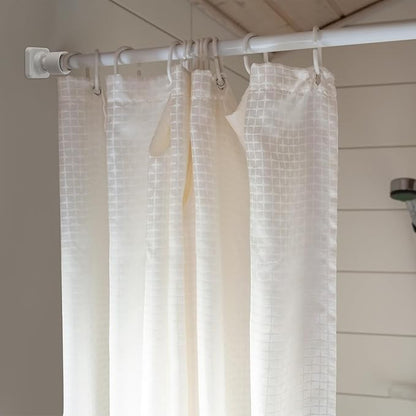Shower Rod Holders for Wall - Angled 25mm Bracket & Rotation Knob Set, Includes Screws & Plugs for Sloped Ceiling (2, White)