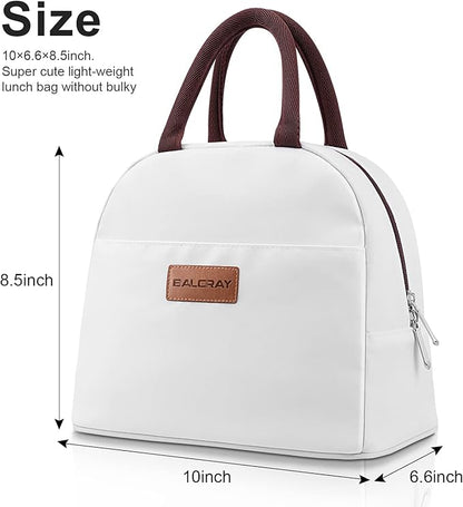 BALORAY Lunch Bag for Women Men Insulated Lunch Box for Adult Reusable Lunch Tote Bag for Work, Picnic or Travel (White)