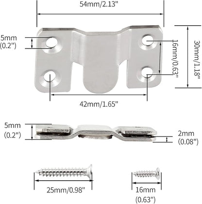 10 Sets Flush Mount Bracket with Screws, Heavy Duty Picture Hangers, Stainless Steel Z Clip Bracket Picture Wall Mount Hardware for Wall Hanging Large Pictures, Art Paintings, 2.13" x 1.18"