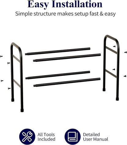 Kitsure Extendable Shoe Rack - 2-Tier Adjustable Metal Shoe Organizer, Sturdy Rust-Resistant Shoe Shelf for Entryway, Closet, or Bedroom, 17.5"–32.6" x 9.1" x 15.4", Black
