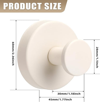 Suction Cup Hooks for Shower No-Drill Bathroom Hooks for Towels, Robes, Loofah Mountable on Bathroom Walls, Kitchen, Glass, Mirrors, Tile and Smooth,Non-Porous Surfaces (2, Milk White)