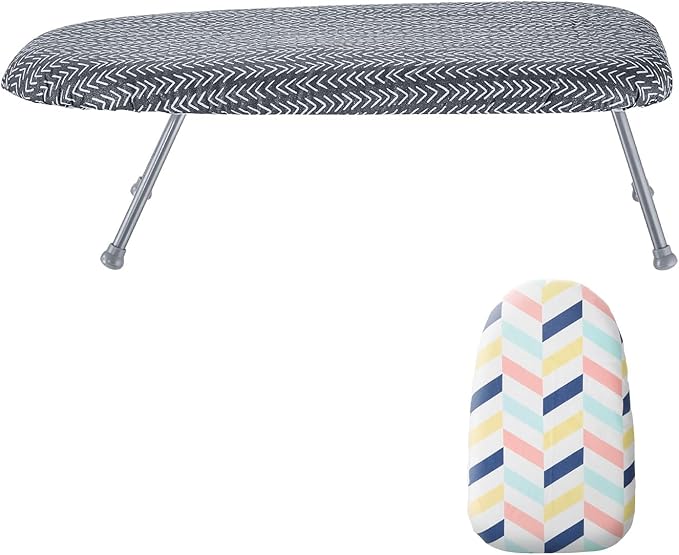 VEVOR Tabletop Ironing Board 23.4 x 14.4, Small Iron Board with Heat Resistant Cover and 100% Cotton Cover, Mini Ironing Board with 7mm Thickened Needle Cotton Layer for Small Spaces, Travel Use