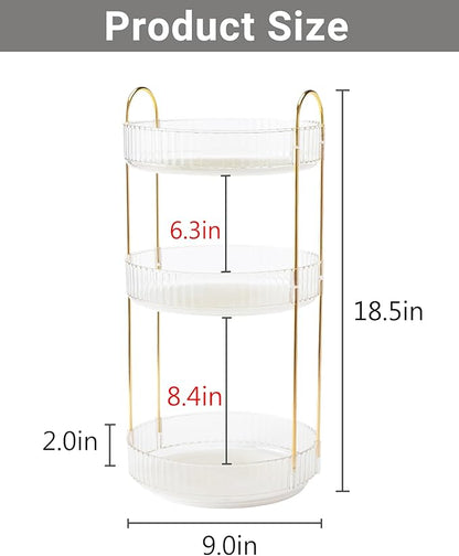 360 Rotating Makeup Organizer,3 Tier Large Capacity Make Up Organizers and Storage,Skincare Perfume Vanity Organizers,Bathroom Cosmetics Storage Organizer Countertop (Clear-3 Tier)