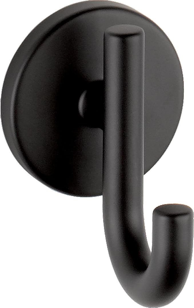 Delta Trinsic (1-Pack) Towel Hooks Matte Black Single Bathroom Hooks Wall Mounted for Robes & Towels Hand Towel Hook Holder Kitchen, Bathroom Accessories