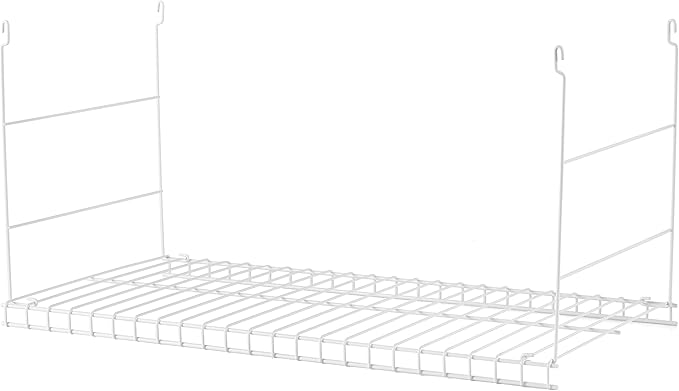 Rubbermaid Universal Closet Custom Wire Hanging Storage Shelf Durable Steel Clothes Rack Accessory Attachment, 24 Inch Long, 2 Pack, White