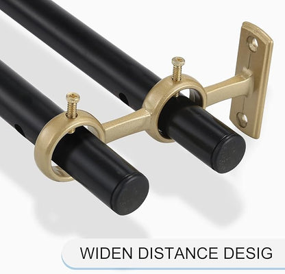 Goowin Curtain Rod Bracket, 3pcs Curtain Rod Holders, Durable Curtain Brackets for Curtain Rod, Double Curtain Rod Bracket for Living Room Bedroom Curtain rods, Drapery Rods (Gold)