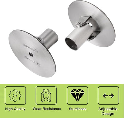 Shower Curtain Rod Bracket, 2Pcs Different Sizes Titanium Steel Shower Curtain Rod Single Swivel Flange Curtain Rod Wall-Mount Bracket with Screws (Silver, Inner Dia. 22mm & 26mm)
