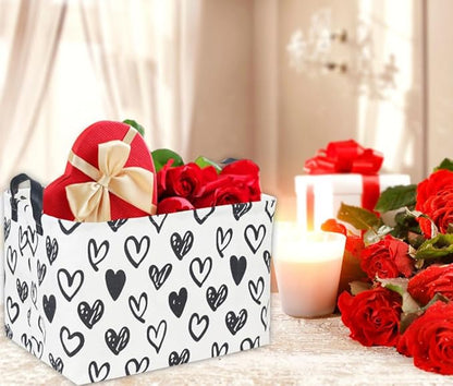 Rectangular Kids Basket,Heart Basket,Cute Storage Bin Toy Organizer Box Love Room Decor for Home(Line heart )
