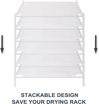 STO STO Sweater Drying Rack, 6-Pack Stackable Mesh Clothes Drying Rack, Laundry Drying Rack for Sweaters, Socks, Toys, White