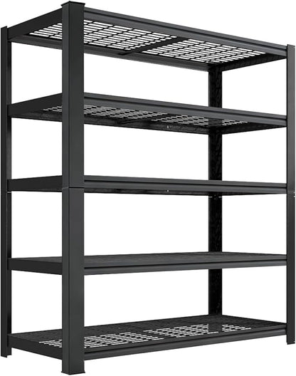 Heavy Duty Storage Shelves, 2800 lbs Metal Shelving Rack, 16"x35.5"x72" Garage Storage Shelf, Estantes de Almacenamiento, Black Basement Shelving Unit, Adjustable Garage Rack
