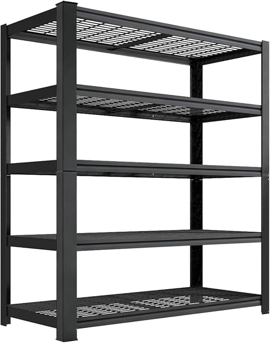 Heavy Duty Storage Shelves, 2800 lbs Metal Shelving Rack, 16"x35.5"x72" Garage Storage Shelf, Estantes de Almacenamiento, Black Basement Shelving Unit, Adjustable Garage Rack