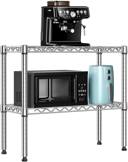 MZG 220 lbs 2 Tier Storage Rack Metal Wire Shelving Unit, Storage Standing Household Shelf Organizer for Laundry Bathroom Kitchen Pantry Closet Garage Utility Room, Chrome 11.8" D x 27.6" W x 23.4" H