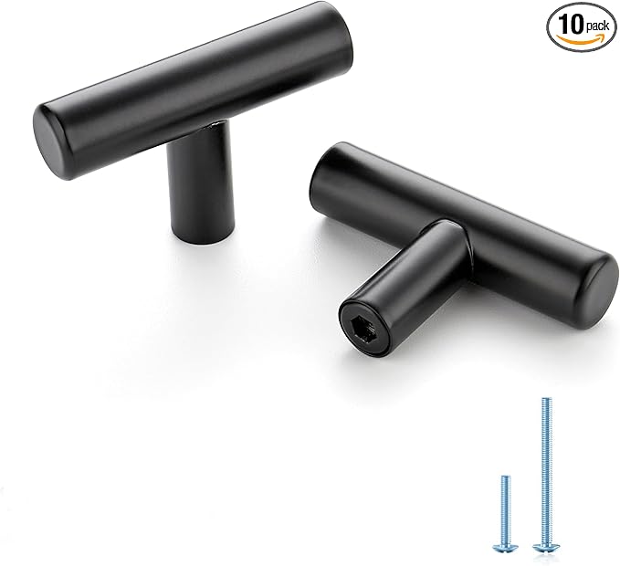 JOY DECOR 10 Pack 2 Inch Cabinet Pulls Kitchen Cabinet Handles with Single Hole Matte Black Cabinet Hardware Stainless Steel Kitchen Drawer Pulls for Cabinets Cupboard,Wardrobe