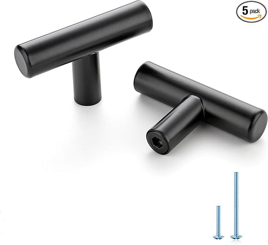 JOY DECOR 5 Pack 2 Inch Cabinet Pulls Kitchen Cabinet Handles with Single Hole Matte Black Cabinet Hardware Stainless Steel Kitchen Drawer Pulls for Cabinets Cupboard,Wardrobe