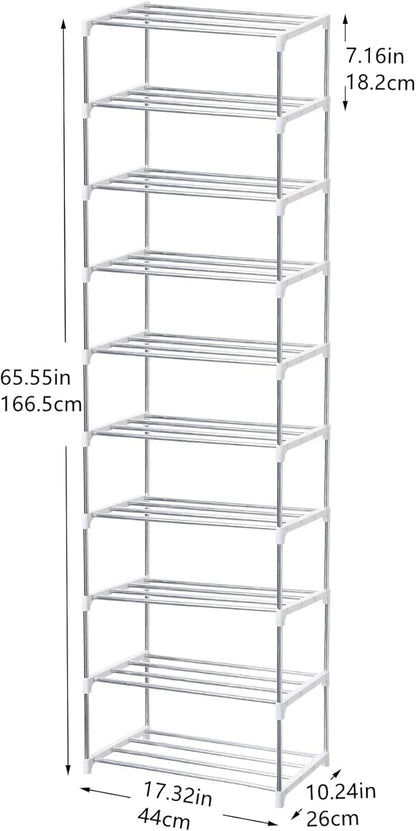 Stackable Small Shoe Rack, Entryway, Hallway and Closet Space Saving Storage and Organization (10-Tier, White)