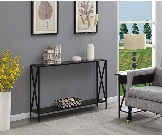 Convenience Concepts Tucson Console Table 47.25" - Modern Sofa Table with Storage Shelf, Entryway Hall Table for Living Room, Espresso/Black