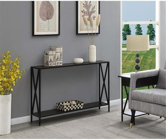 Convenience Concepts Tucson Console Table 47.25" - Modern Sofa Table with Storage Shelf, Entryway Hall Table for Living Room, Espresso/Black