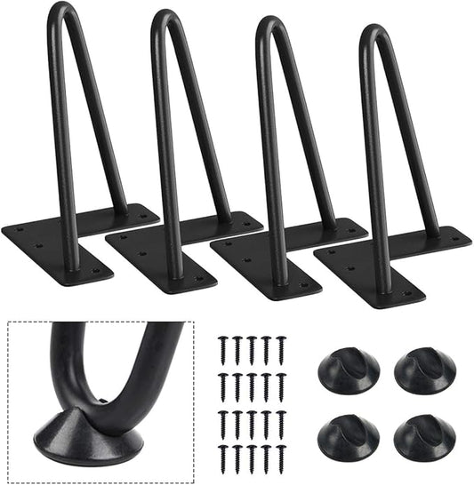 SMARTSTANDARD 6 Inch Heavy Duty Hairpin Furniture Legs, Metal Home DIY Projects for TV Stand, Sofa, Cabinet, etc with Rubber Floor Protectors Black 4PCS