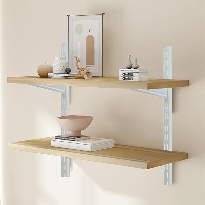 10 Pack 15‑Inch Adjustable Wire Shelf Brackets – Heavy‑Duty Double‑Track Closet & Wall Shelving System Supports（White）