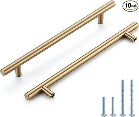 Champagne Bronze Cabinet Handles 7-1/2 Inch Hole Center Stainless Steel Drawer Pulls for Cabinets, Dresser, Bathroom 10 Pack