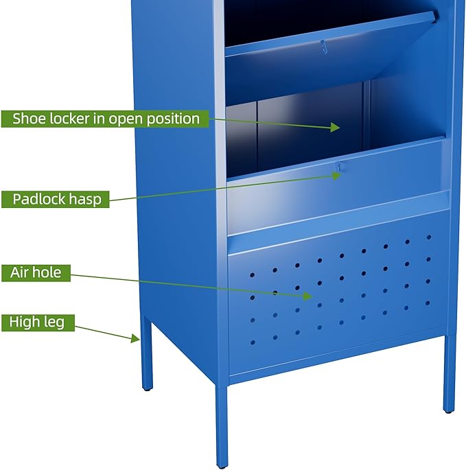 Locking Metal Lockers with Hanging Rod,1 Door Metal Storage Locker for Gym,Basketball Gym,Gymnasiums,Utility Room,Assembly Required,Blue