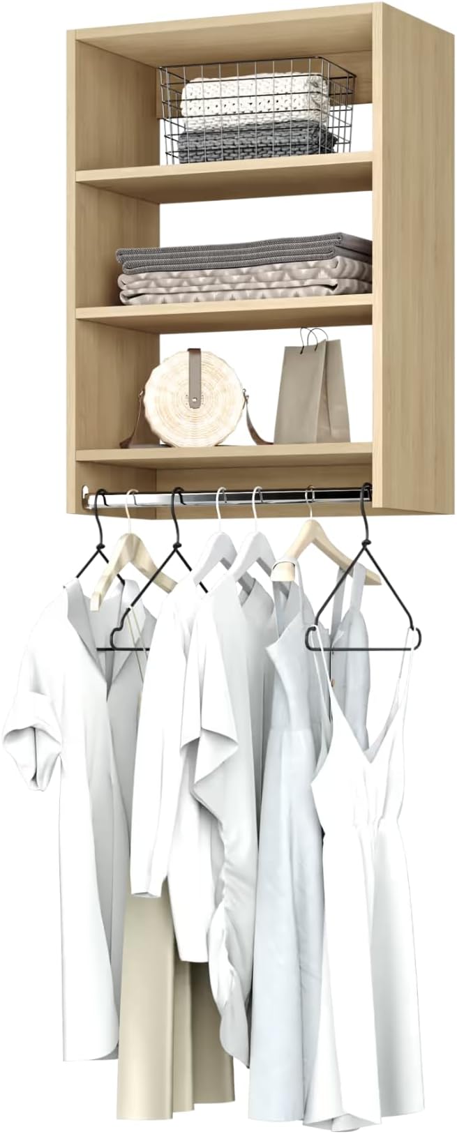 Modular Closets Vista Collection Medium Hanging Wood Built in Closet Organizer Unit (Oak, 21" Wide)