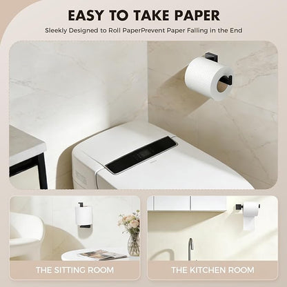 Bathroom Accessories Towel Bar Set: 10 Pieces Matte Black Bathroom Hardware Square SUS304 Stainless Steel - Wall Mounted Towel Rack&Toilet Paper Holder&Towel Ring and Towel Hook