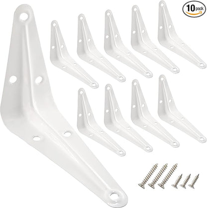 Lilaly 10 Pack Shelf Brackets 6 Inch Shelf Bracket, Heavy Duty L Brackets for Shelves for Hanging Floating Shelves Brack with Screws and Wall Anchors(5"x6",White)