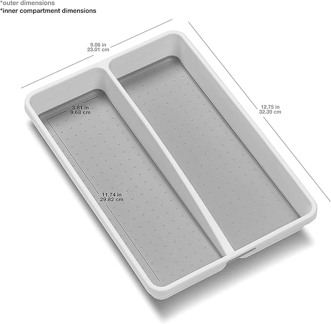 Madesmart BPA-free plastic soft-grip lining Mini Cutlery Tray - Soft Grey