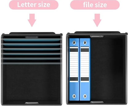 Huolewa Collapsible File Storage Organizer Boxes with Lids, Linen Document Storage, Universal Hanging Filing Organization Boxes for Letter/Legal, Decorative Office/Home File Bins - Boxes Only(2 Pack)