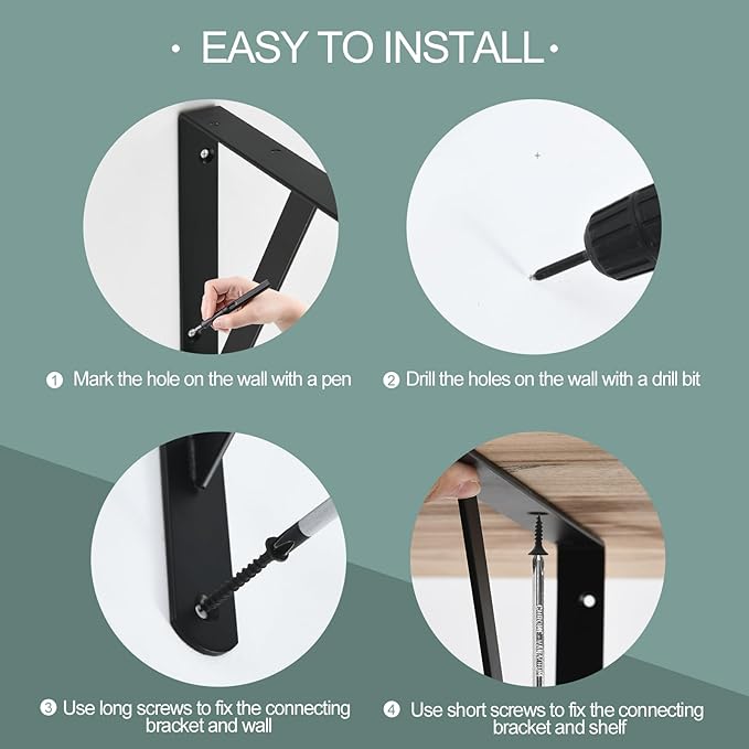 24 Pack L11 x H 8" Black Heavy Duty Shelf Brackets with Screws Metal Shelf Brackets Shelf Support Angle Brackets for Shelves L Brackets Heavy Duty Floating Shelf