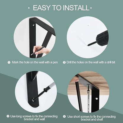 4 Pack L6 x H 4" Black Heavy Duty Shelf Brackets with Screws Metal Shelf Brackets Shelf Support Angle Brackets for Shelves L Brackets Heavy Duty Floating Shelf