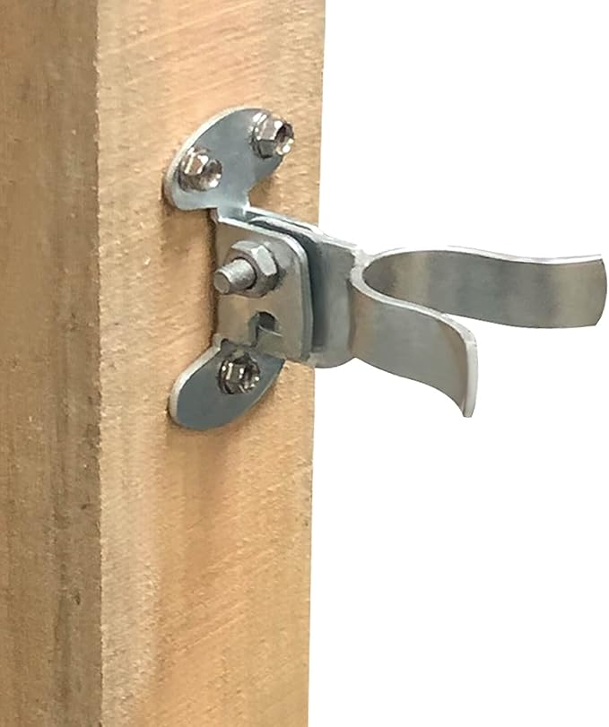 1-3/8" Flat Back Wall Mount Fork Gate Latch - Gate Latch Hardware with Screws or Lag Bolt for Gate Frames, Easily Mounts to Wooden Gate Post or Wall