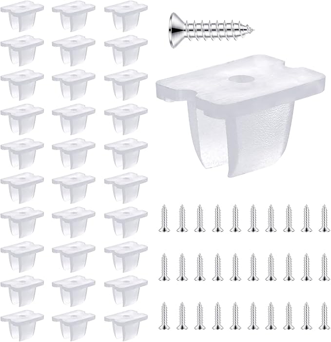 Waterproof LED Strip Mounting Clips Holder Mounting Bracket Neon Mounting Clips Fixing Clamps Holder with 30 Screws for 5mm to 6mm LED Strip Lighting, Translucent, Pack of 30