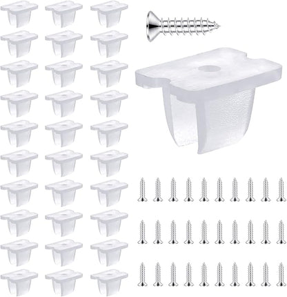 Waterproof LED Strip Mounting Clips Holder Mounting Bracket Neon Mounting Clips Fixing Clamps Holder with 30 Screws for 5mm to 6mm LED Strip Lighting, Translucent, Pack of 30