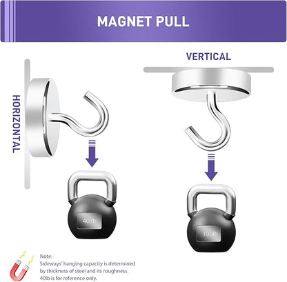 Neosmuk Magnetic Hooks, Cruise Ship Essentials, 100lb+ Heavy Duty Magnetic Hooks for Cruise Cabins, Refrigerator, Grill, Hanging, and Travel | Extra Strong Must-Haves Magnet Hook,Gold