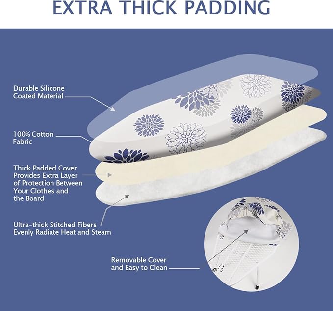 SheeChung Tabletop Ironing Board 12"x32",Small Ironing Boards with Heat Resistant Cover Pad,Portable Tabletop Ironing Board with Non-Slip Feet,Mini Folding Iron Board for Household Laundry,Dahlia