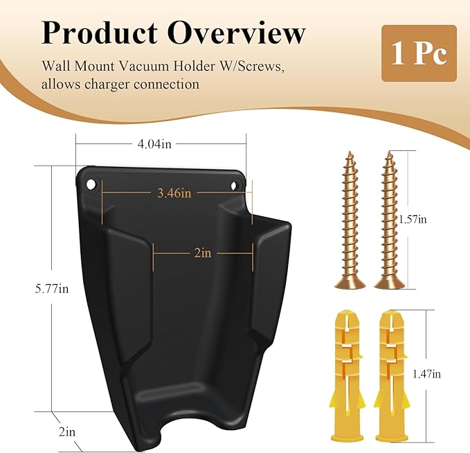 1 Pc Wall Mount Vacuum Holder W/Screws, Fits Bissell Pet Hair Eraser Handheld Vacuum Models 2390, 2390A, 2284, 2284W, 23903 & Auto-Mate Charging Dock, Easily to the Wall, Save Space & Reduce Clutter