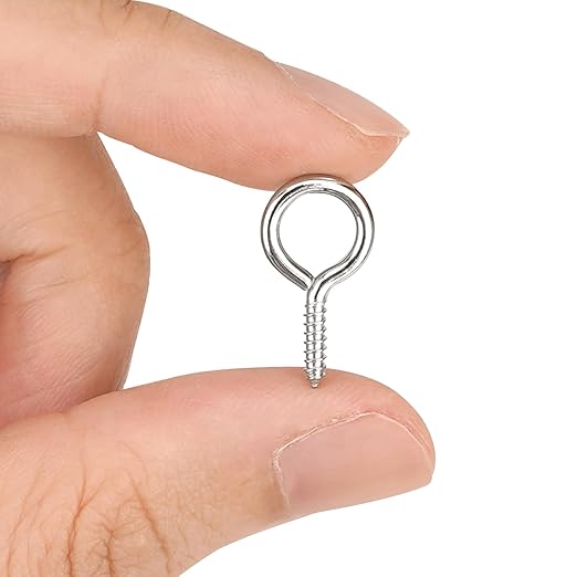 Aovchei Eye Screws, 100PCS 0.75 inches 304 Heavy Duty Stainless Steel Screw Hooks, Self Tapping Eye Bolts, Indoor & Outdoor for Hanging Artwork