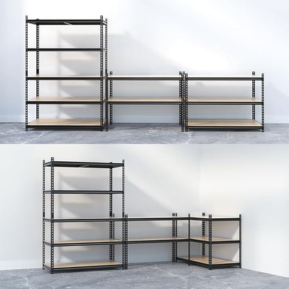 JEKOSEN Storage Shelves Garage Shelving Heavy Duty Adjustable with Particle Board,Utility Rack Shelf for Closet Pantry Basement Kitchen Warehouse,Black (48" Wx24 Dx72 H 6000Lbs)