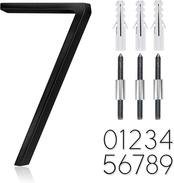 5" Stainless Steel Floating House Number, Metal Modern House Numbers, Mailbox Decor Number with Nail Kit, Coated Black, 911 Visibility Signage (7)
